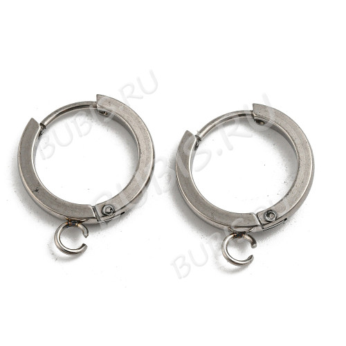 Швензы-кольца №18 стальные Конго с петелькой 16*2мм цвет платины (Хирургическая сталь)(1 пара)