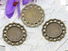 Подвеска-сеттинг Круг 25 коннектор (сеттинг 16мм) 25,3*25,3*2,2мм античная бронза (литьё)