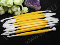 Набор стеков 04 для лепки Профи 14,5-16,5см жёлто-белые (инструменты для моделирования) (8шт.)