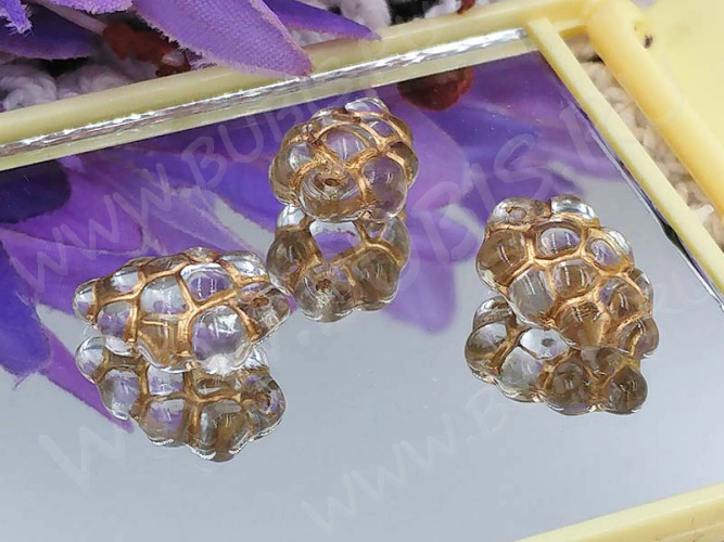 Подвеска Виноград  16*10*7мм прозрачный с золотистым рисунком (Чешское стекло)