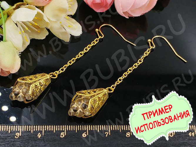 Подвеска Виноград  16*10*7мм прозрачный с золотистым рисунком (Чешское стекло)