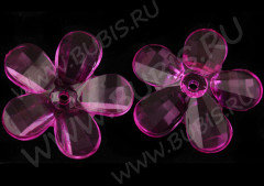 Бусина акрил Цветочек 52 гранёный 30*29*5,5мм фуксия прозрачный (акрил)