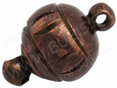 Магнитный замочек №17 с петельками Шар 19*9,5*9,5мм античная медь (Brass)