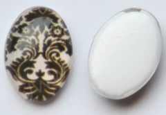 Кабошон стеклянный 12 Овал 18*13*5,8мм рисунок 10 (стекло)