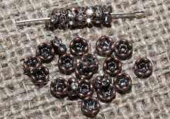 Рондель 07 5*5*2,3мм античная медь с прозрачными стразами (Brass)