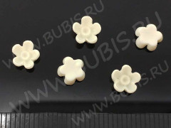Кабошон декоративный 49 Цветочек 6*6*3,5мм белый (резин) (5шт.)