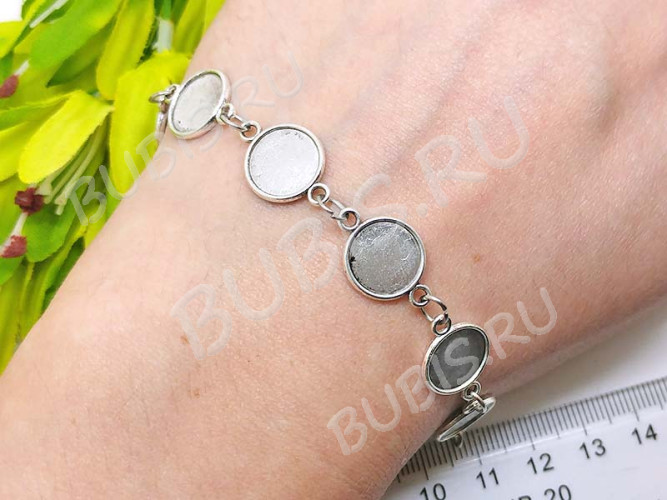 Основа (заготовка) для браслета №49 с 9-ю сеттингами 10мм 20см античное серебро (литьё и Iron)