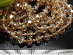 (СКИДКИ!!!) Бусина Абакус гранёный 8*8*5,5мм Хрусталь шампань с глянцем прозрачный (имитация Сваровски) (10шт.)