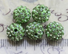 (СКИДКИ!!!) Бусина Шамбала 05 10мм св.зелёная (керамика и стекло) (5ШТ.)