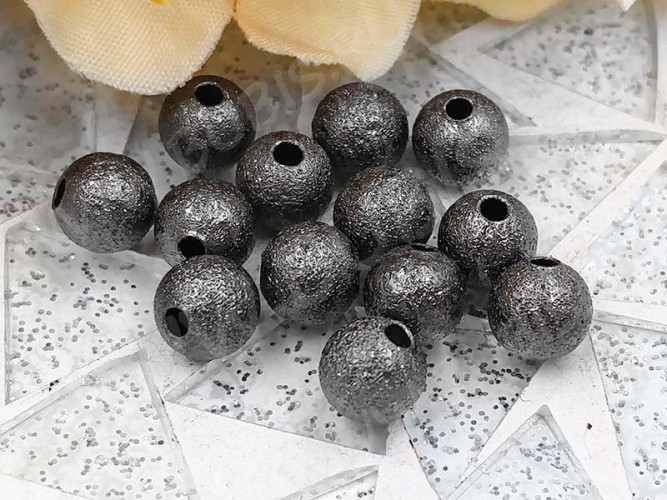 (СКИДКИ!!!) Бусина Шарик металлический "сахарный" 6мм чёрный никель (Brass) (10шт.)