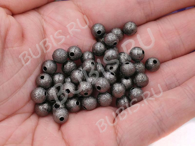 (СКИДКИ!!!) Бусина Шарик металлический "сахарный" 6мм чёрный никель (Brass) (10шт.)