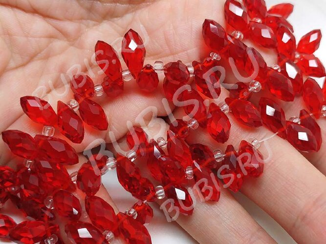 (СКИДКИ!!!) Подвеска Капля гранёная 12*6*5,5мм Хрусталь красный прозрачный (имитация Сваровски) (10шт.)
