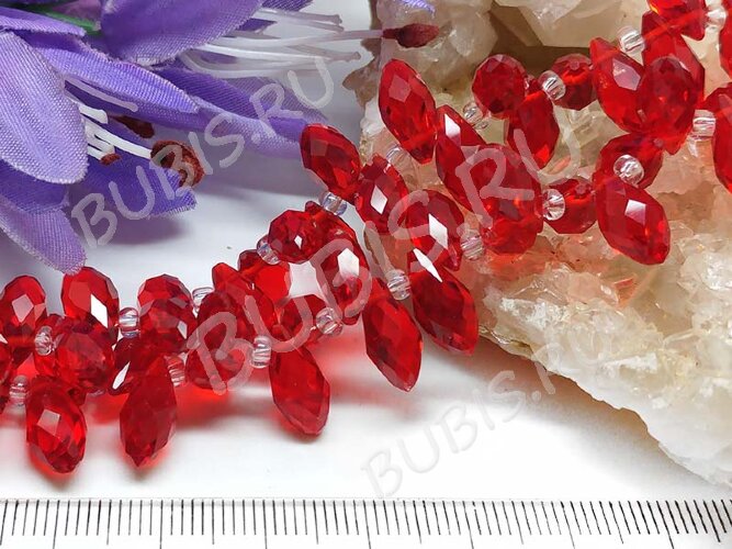 (СКИДКИ!!!) Подвеска Капля гранёная 12*6*5,5мм Хрусталь красный прозрачный (имитация Сваровски) (10шт.)