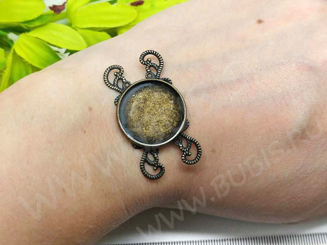 288 Коннектор для браслета с круглым сеттингом 20мм 40*22*3мм античная бронза (Brass)