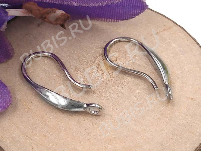 Швензы-крючки №076 посеребрённые с пробой 925 16*7*2,5мм цвет платины (Sterling Silver plated) (1 пара)