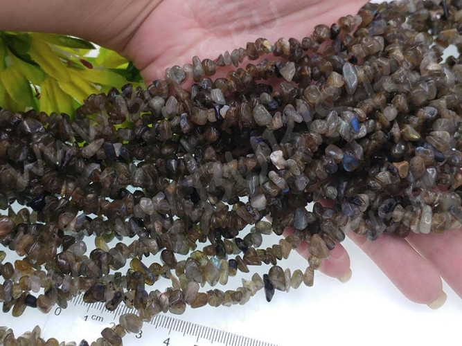 Крошка (галтовка) каменная 196 5-10мм Лабрадорит натуральный (камни) (нить 40-42см)