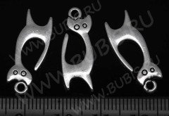 Подвеска Кошка 42 двусторонняя 23*9*2мм античное серебро (литьё)