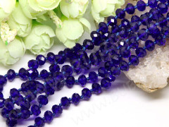 (ОПТ) Бусина Абакус гранёный 8*8*5,5мм Хрусталь т.синий прозрачный (имитация Сваровски) (НИТЬ)