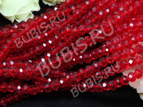 (СКИДКИ!!!) Бусина Абакус гранёный 6*6*4,5мм Хрусталь красный прозрачный (имитация Сваровски) (10шт.)