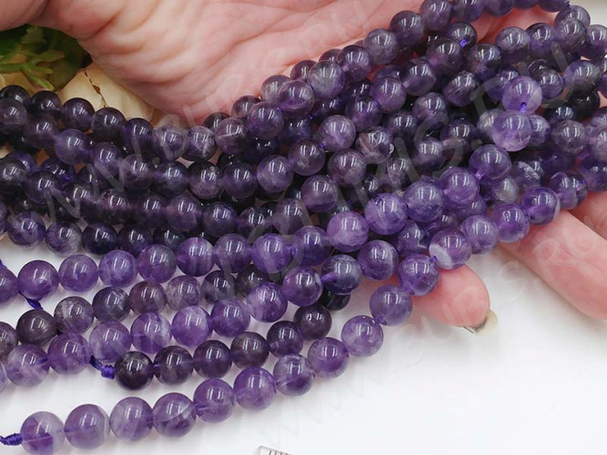 (СКИДКИ!!!) Бусина округлая 8мм Аметист натуральный (камни) (10шт)