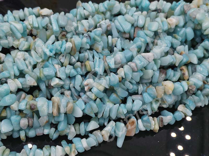 Крошка (галтовка) каменная 217 5-9мм Амазонит натуральный (камни) (нить 40-42см)