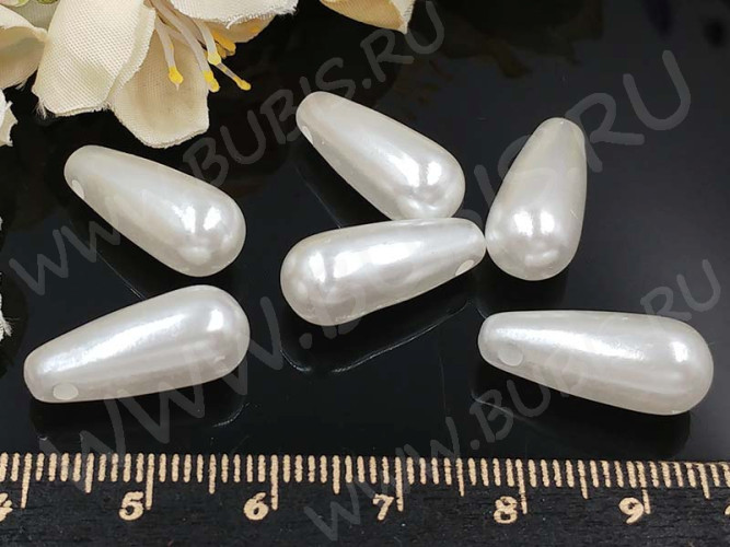 Подвеска Капля 07 19*8*8мм белая жемчужная (акрил)