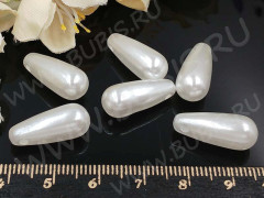 Подвеска Капля 07 19*8*8мм белая жемчужная (акрил)