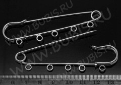 Основа (заготовка) для броши №27 булавка большая с 5-ю кольцами 77*20,5*5мм цвет платины (Iron)