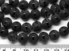 Бусина округлая 10мм Агат чёрный матовый С ПОЛОСКОЙ пресс. (камни)