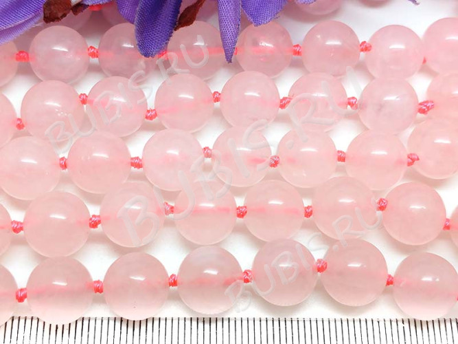 (СКИДКИ!!!) Бусина округлая 12мм Розовый кварц натуральный (камни) (10шт)