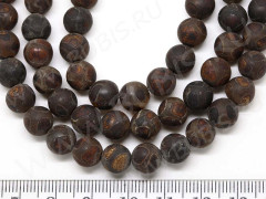 Бусина округлая 8мм Агат Жираф матовый шоколадный (камни)