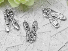 Подвеска Балетки 01 двусторонняя пуанты 20,5*12,5*1,9мм античное серебро (литьё)