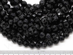 (ОПТ) Бусина округлая гранёная 6мм чёрная непрозрачная (стекло) (НИТЬ)