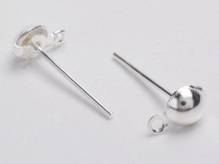 Пуссеты (&quot;гвоздики&quot;) №004 с полусферой и петелькой 14*6,7*0,6мм серебристые (Iron) (10 пар)