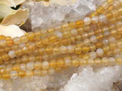 (ОПТ) Бусина округлая ГРАНЁНАЯ 4мм Агат медово-молочный натуральный (камни) (НИТЬ)