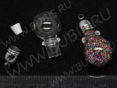 Бутылочка 30 фигурная с пробкой и колпачком 0,9мл 19,5*12*12мм прозрачная (стекло)