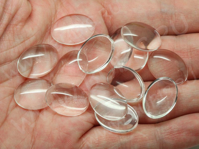 Кабошон стеклянный 39 Овал 20*15*4,6мм прозрачный (стекло)