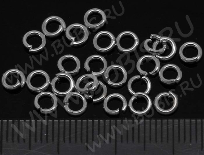 Колечки обычные толстые 4*0,8мм цвет платины (Brass) (20шт.)