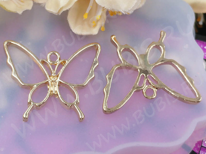 Подвеска Рамка 38 Бабочка 29,5*25*2,5мм светлое золото (литьё)