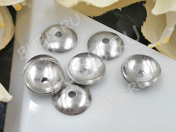 (СКИДКИ!!!) Шапочка тонкая 103 простая 40 сплошная 8*8*1,5мм цвет платины (Iron) (20шт.)