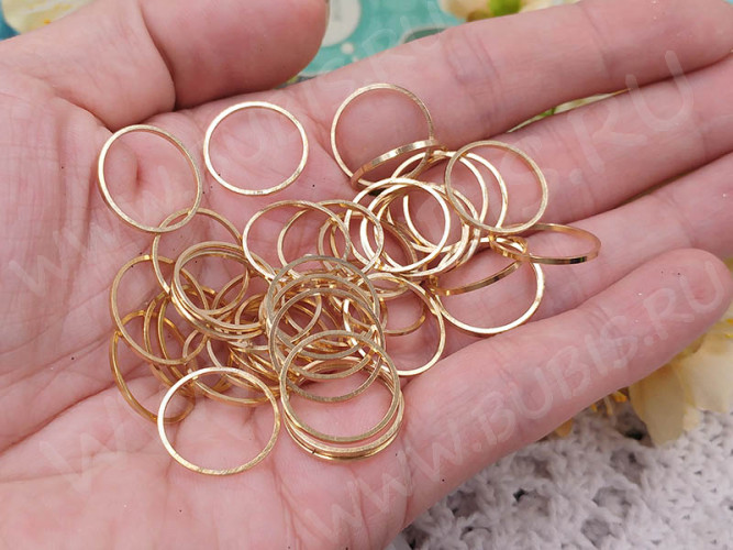 Декоративный элемент 109 Круг рамка контур коннектор 16*16*0,9мм светлое золото (Brass) (10шт.)