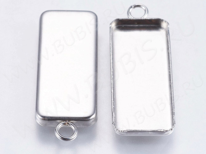 Подвеска-сеттинг Прямоугольник 05 (сеттинг 25*10мм) 30*11*2мм цвет платины (Хирургическая сталь)