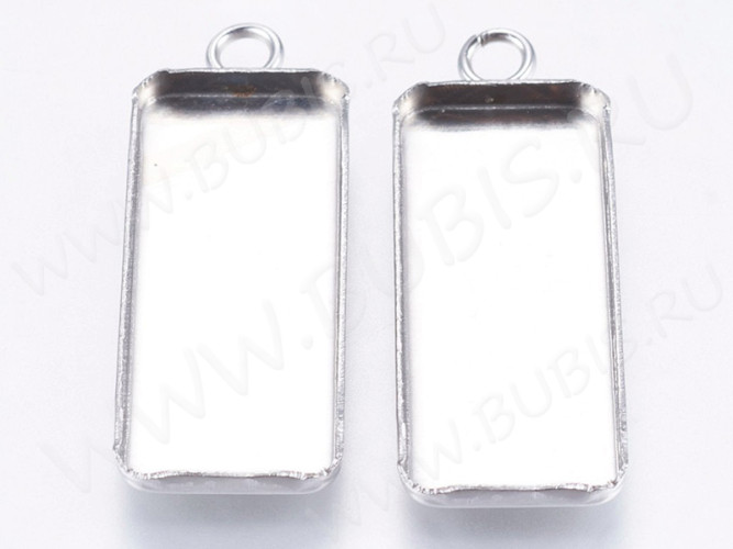 Подвеска-сеттинг Прямоугольник 05 (сеттинг 25*10мм) 30*11*2мм цвет платины (Хирургическая сталь)