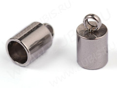 Концевик 115 8,7*5*5мм для шнура до 4мм цвет платины (Хирургическая сталь)