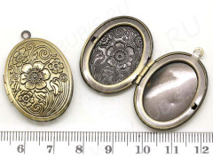 Подвеска Медальон 02 овальный 34*24*7мм античная бронза (Brass)