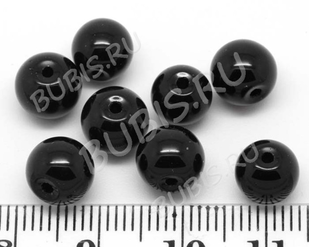 (СКИДКИ!!!) Бусина округлая 8мм чёрная (стекло) (НИТЬ)