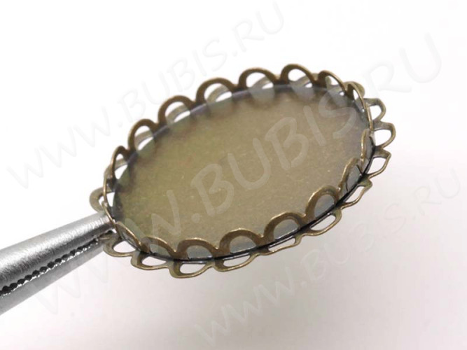 Подвеска-сеттинг Круг 12 коннектор (сеттинг 25мм) 29,5*29,5*3мм цвет платины (Brass)