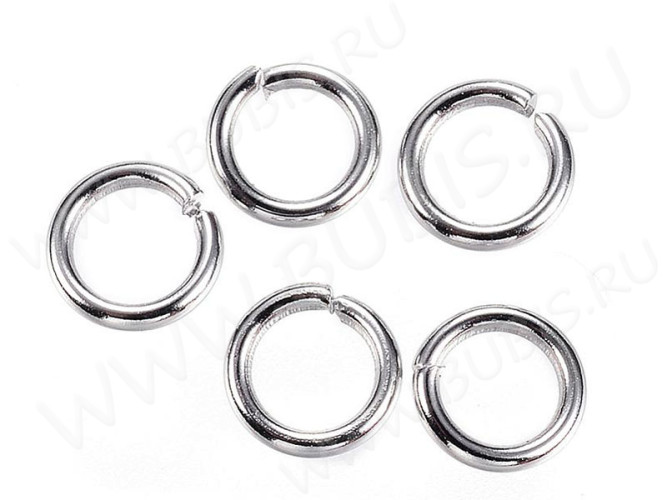 Колечки одинарные 6*0,6мм цвет платины (Хирургическая сталь) (ок.100шт.)