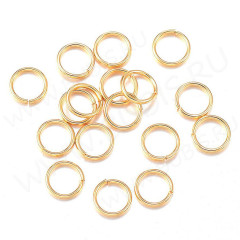 Колечки одинарные 4*0,5мм стальные Real 18K Gold Plated золотистые (Хирургическая сталь)(50шт)