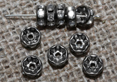 Рондель со стразами 08 круглый с фианитами 5*5*2,3мм чёрный никель и прозрачный (Brass и стекло)(10шт)